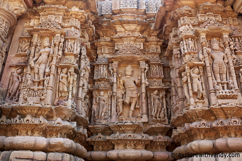 Dikpal and other sculptures on temple wall